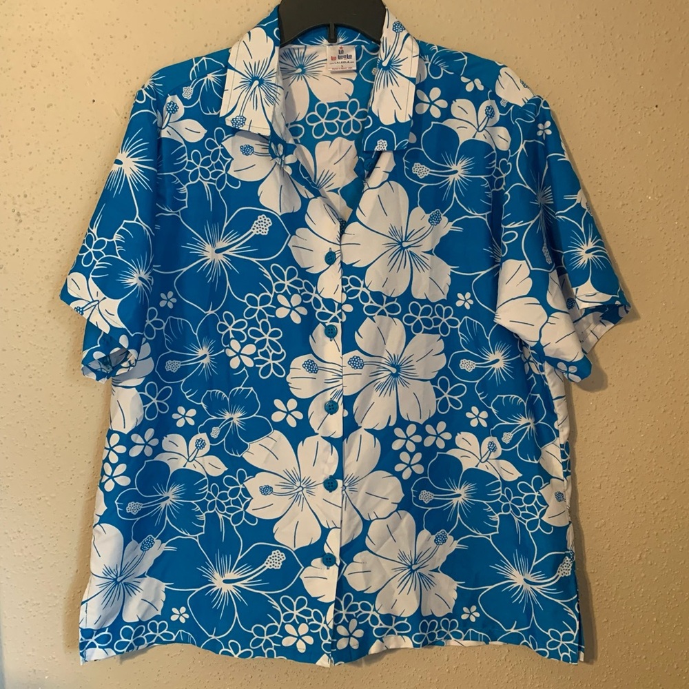 Hawaiian Print Shirt - Mens Size Large - Blue/White - NWOT